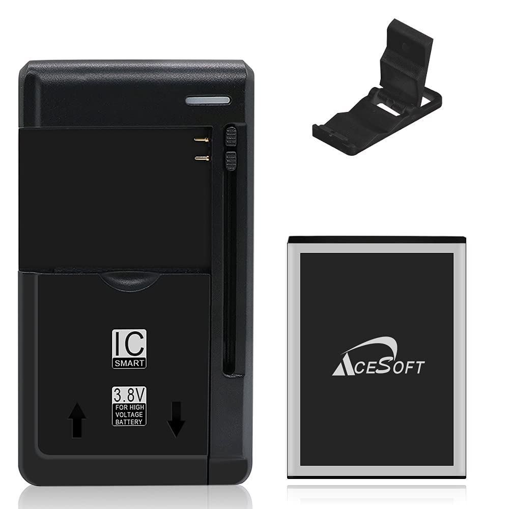 AceSoft Upgraded Long Endurance Rechargeable Business Excellent Spare 1020mAh Battery Universal USB/AC Desktop Charger Folding Bracket Compatible with Samsung Solstice II SGH-A817 AT&T