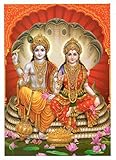 Sri Vishnu Laxmi Lakshmi Poster Diwali Poojan Home Office Temple