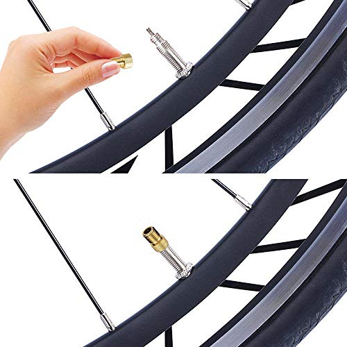 MFJUNS 5 Pcs Presta Valve Adaptors, 10 Pcs Bike Tire Caps, Bike Valve Stem Adapter for Mountain Bikes, Cars, Bike Accessories