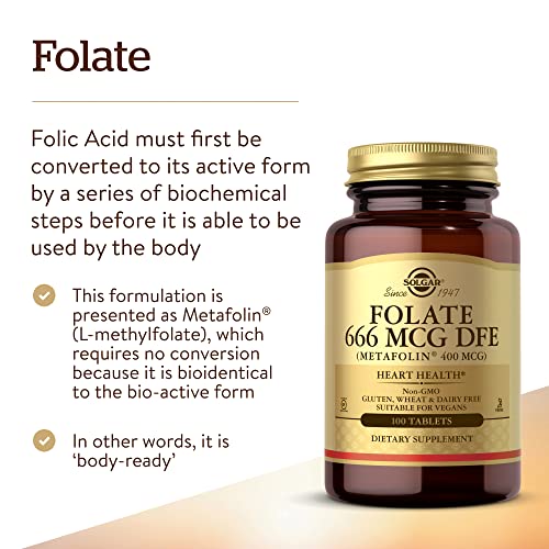 Folate 666 Mcg Dfe (Metafolin® 400 Mcg) Tablets - 100 Count #TOP1