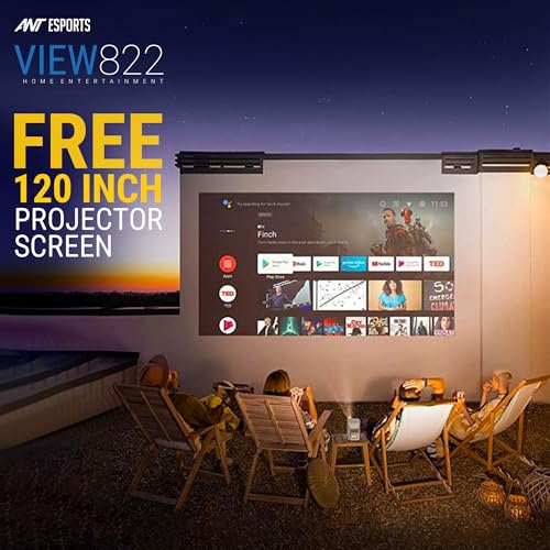 Ant Esports View 822 Smart LED Projector - Black | Auto-Focus 1080P Native & 4K Support, 5000 Lumens, WiFi, Android 9, BT, Remote, Upto 176",... - Image 4