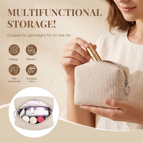 MAGEFY Corduroy Makeup Bag Beige