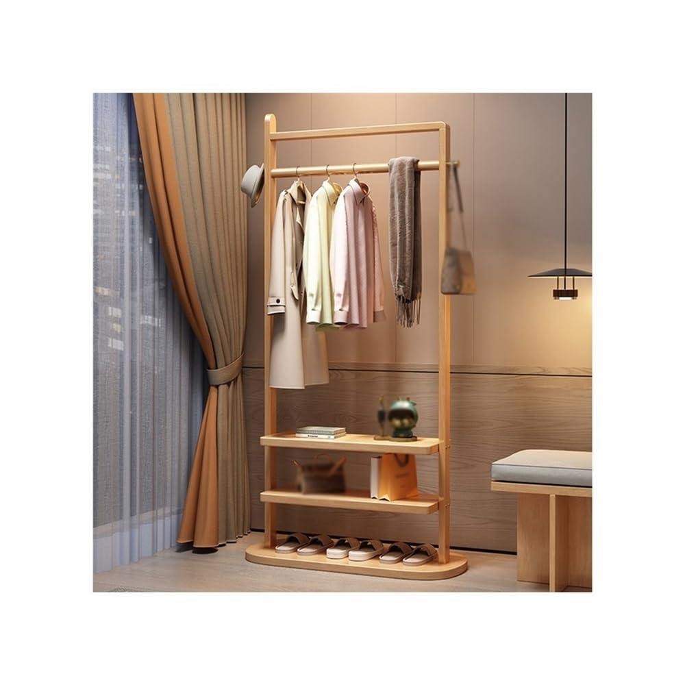 AILIUXIAOYAN Coat Rack Solid Wood Coat Rack Floor Bedroom Small Household Living Room Simple Hanger Hotel Homestay New Chinese Style Hanger(Original Wood)