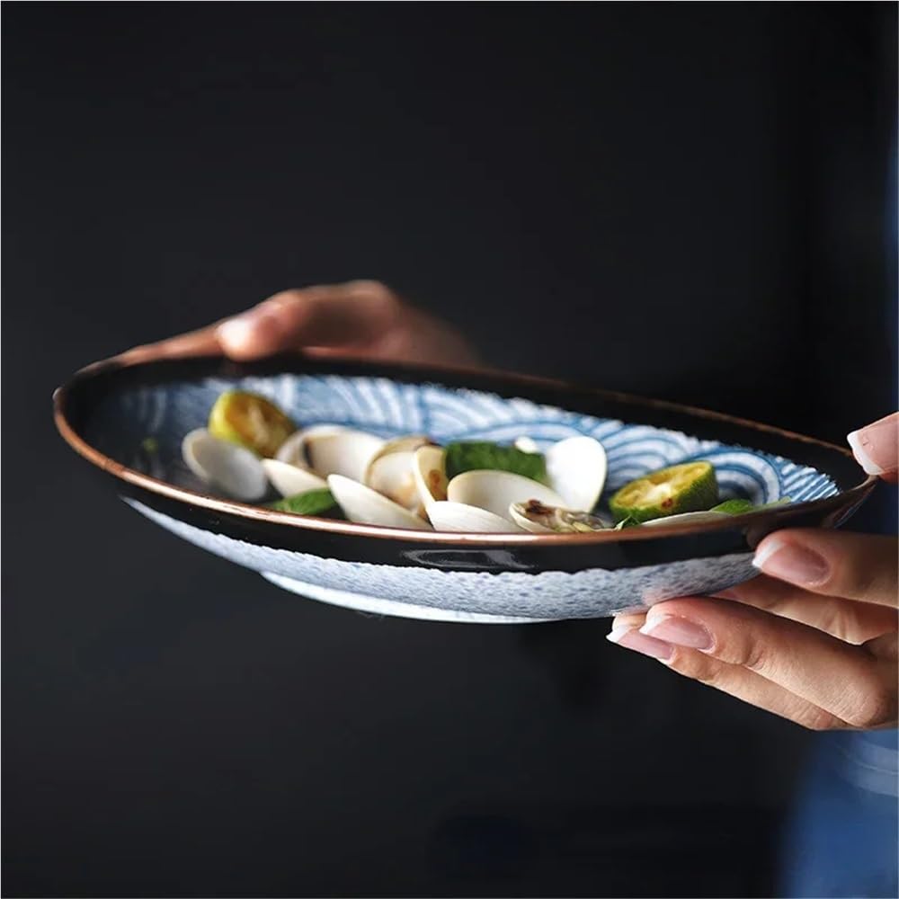 Plato De Pescado De Cerámica De Gran Capacidad Plato De Pescado Decorativo Plato De Ensalada De Pescado Al Vapor for El Hogar Plato De Cena De Mariscos Multifuncional Restaurante Accesorios De Cocina