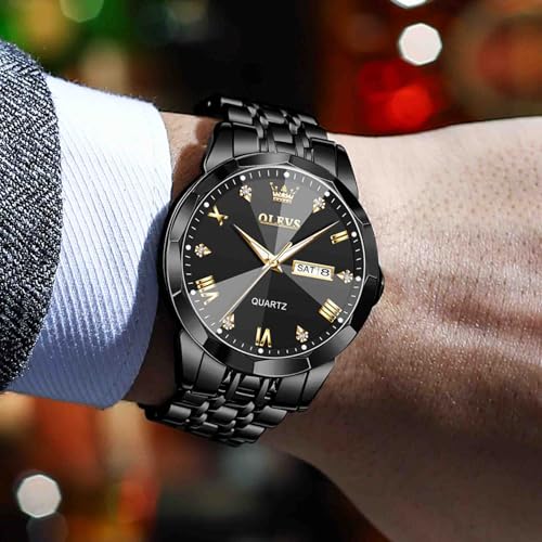 Image of OLEVS Men Multifunction Watch, Multi Dial Waterproof Luminous Chronograph Watch with Date,Stainless Steel Watches