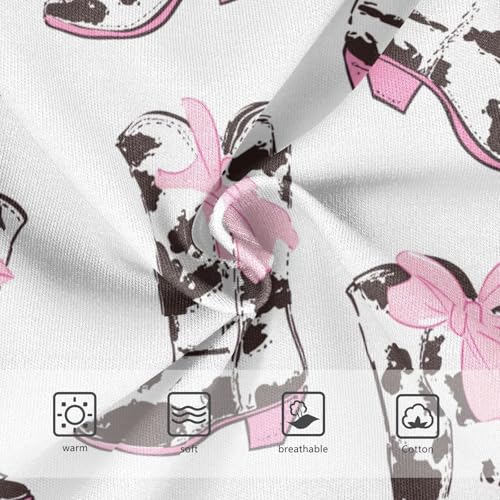 Wusikd Cow Print Cowboy Boots Girls' Underwear Cotton Pink Bows Girls Briefs Soft Toddler Underwear 2T3