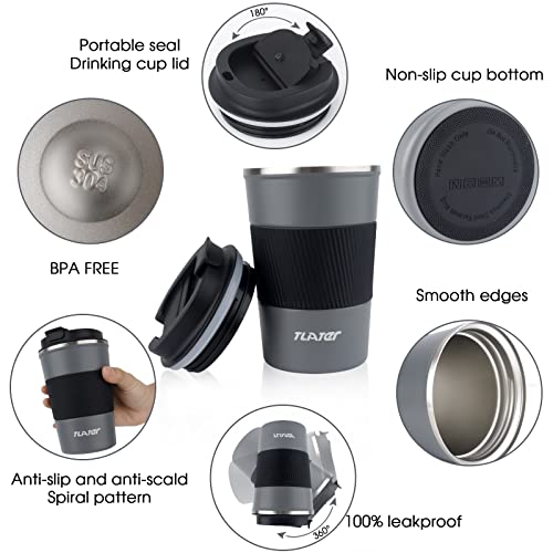 Coffee to go Becher Tlater Kaffeebecher 380ml mit Auslaufsicherem Deckel