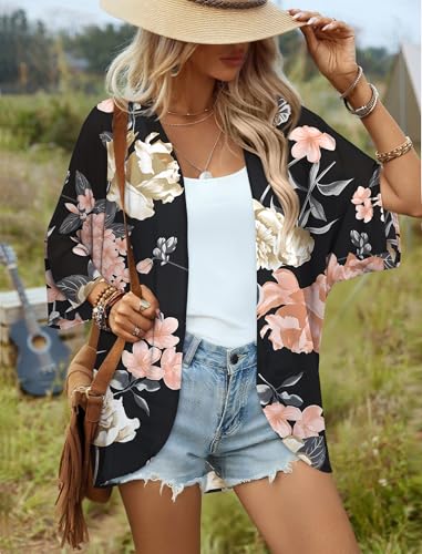 BB&KK Women's Floral Kimono Summer Short Cover Ups Tops2