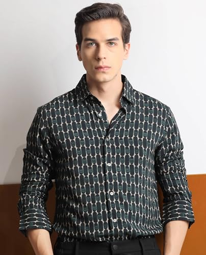 Image of Rare Rabbit Regular fit Geometric Print Shirt