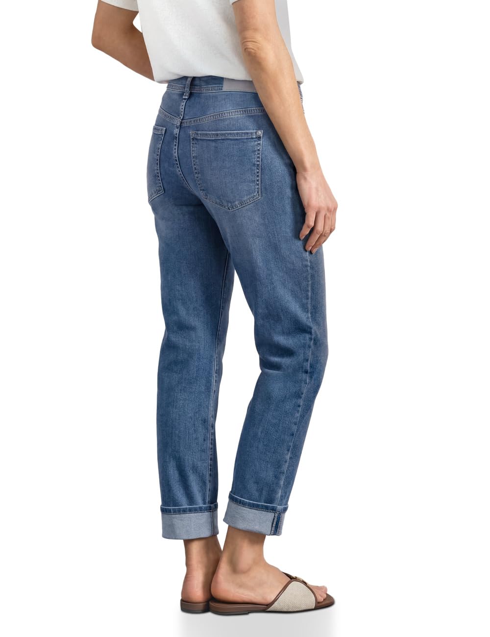 Street One Damen Straight Leg Jeans im Casual Fit mit Turn-Up 3818271