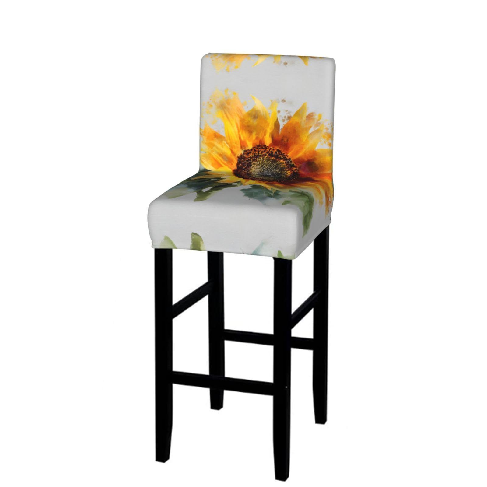 WXWJSHMGC Watercolor Sunflower Print Bar Stool Covers Stretch Counter Height Chairs Covers