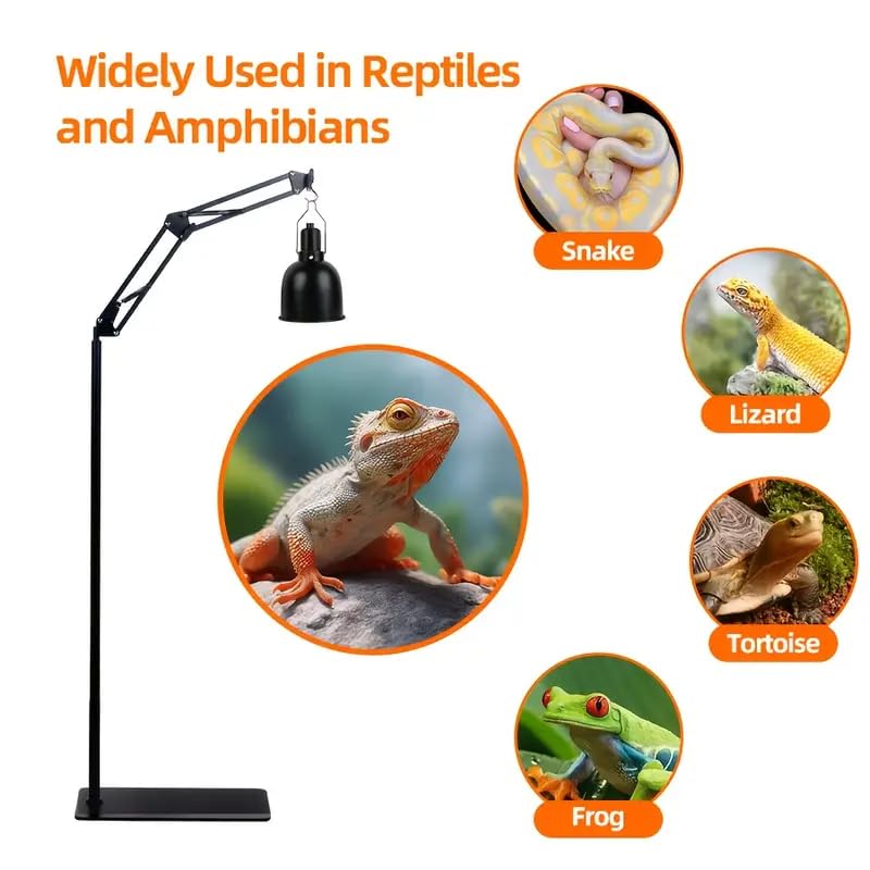 Reptilien Lampenständer, Verstellbarer Wärmelampenständer 360° Drehung Reptilien Lampenhalter mit Sockel, Terrarium Lichtständer für Tier Schildkröte Tisch Glas Tank Vivarium Käfige