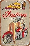 GTZAOB Indian Motorcycle Girl Garage Poster Retro Metal Sign Vintage Tin Sign for Cafe Bar Home Wall Decor 12 X 8 inch (JIANZV-KIE616J)