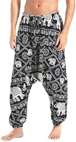 perdontoo Men's Drawstring Cotton Loose Boho Aladin Yoga Harem Pants Unisex Trousers (36, Style 5)