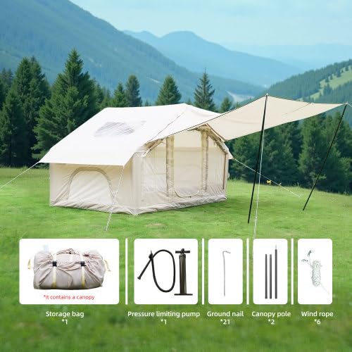 Carpa Inflable para Camping 4-6 Personas con Dosel y Ventanas miniatura 3