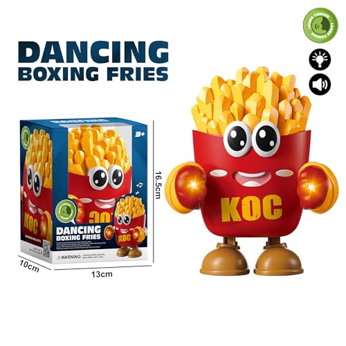 Image of WireScorts Musical Boxing French Fries Dancing Robot Toy with Music & Lights, Interactive Crawling Learning Toy with Voice Repetition for Baby, Red and Yellow