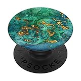 Watercolor Green Ink Pattern PACJ0358 PopSockets PopGrip: Ausziehbarer Sockel und Griff für Handys/Tablets mit Tauschbarem Top