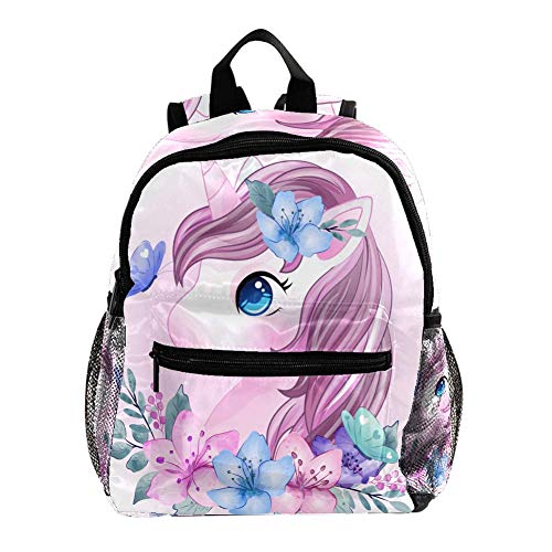 Mochila Escolar Unicornio Flor Mariposa Cute Student Backpack Design Mejor para niños