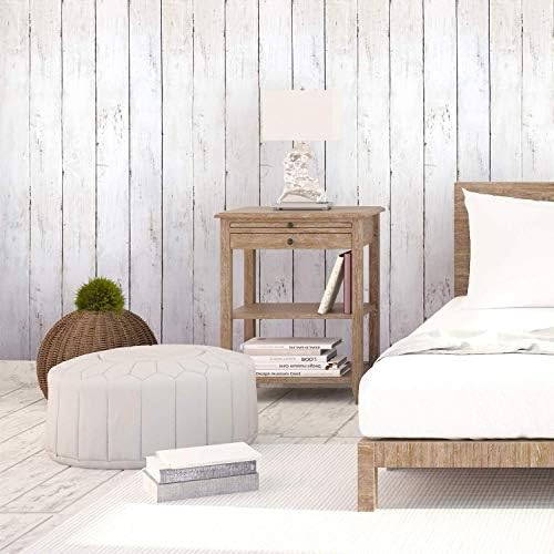 White Wood Wallpaper 44x200cm White Wood Contact Paper White Wood Effect Peel and Stick Wallpaper White Wood Plank Vinyl Wrap Paper Vintage Vinyl Covering Self Adhesive Back Sticky Removable Roll