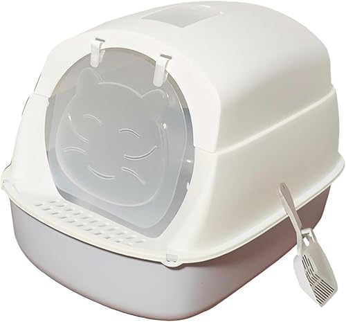 Bandeja de arena con capucha para gatos, inodoro cerrado para gatos con solapa para puerta delantera, antisalpicaduras, fácil de limpiar, para