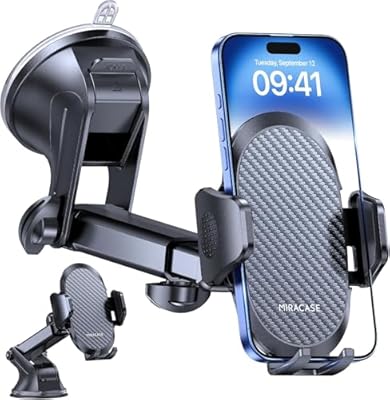 Miracase Soporte Movil Coche [2025 Ventosa Potente] Suporte Telemovel Carro en Salpicadero  Rotación 360° Ventosa Movil Compatibilidad con iPhone y Telefono de 4-7.2"