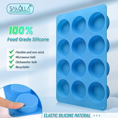 image for Sakolla 2 PCS Round Chocolate Cookie Molds, 12 Cavity Cylinder Silicon