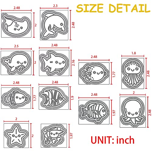 Cookie Cutters 12 Piece Sea Fish Cookie Cutter Set With Starfish,Dolphin,Octopus,Lobster Silicone Fondant Plungers Molds For Baking Cake Decorating #TOP6