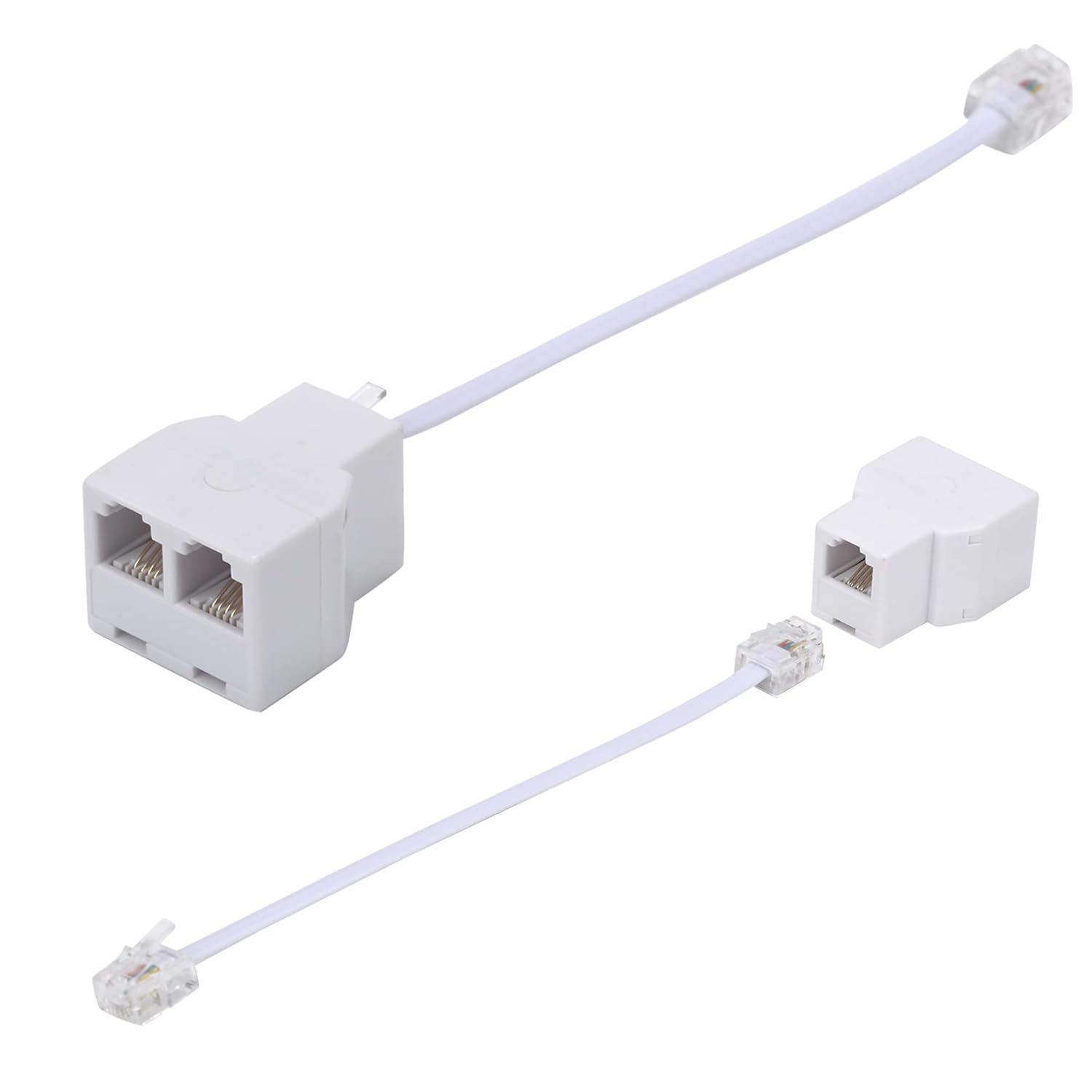 Phone Line Splitter,Telephone Splitter,with RJ11 6P4C Plugs,Suitable for Telephone,Fax Machine,White 2-Pack Phone Line Splitter,Telephone Splitter,with RJ11 6P4C Plugs,Suitable for Telephone,Fax Machine,White 2-Pack