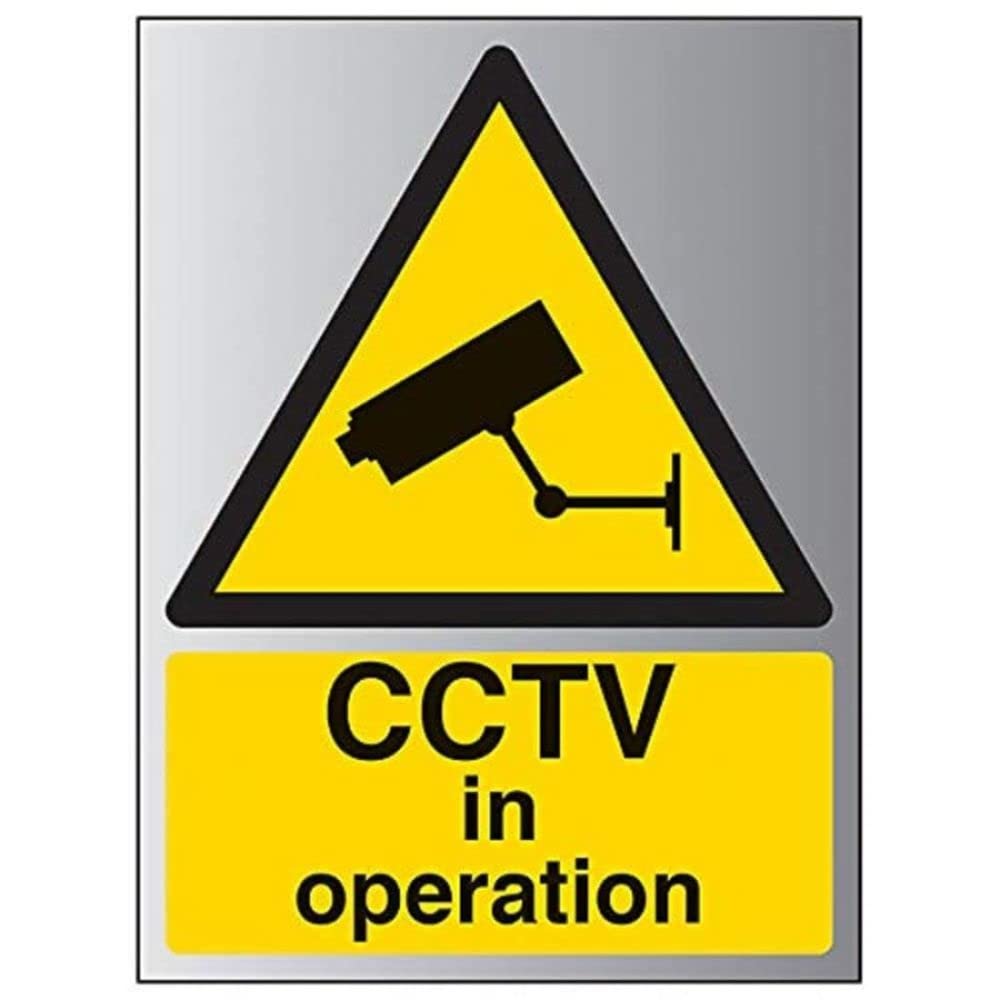 Vsafety Black|Gold|Grey|Silver|Yellow V Safety Warning General-Cctv In Operation - 150Mm X 200Mm - Self Adhesive Alu Effect