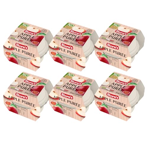 Sterns Unsweetened Apple Sauce Cups 12 x 100g (6 Packs of 2) | 100% Pure Fruit No Sugar Added Natural Kosher Product of Italy (Apple)