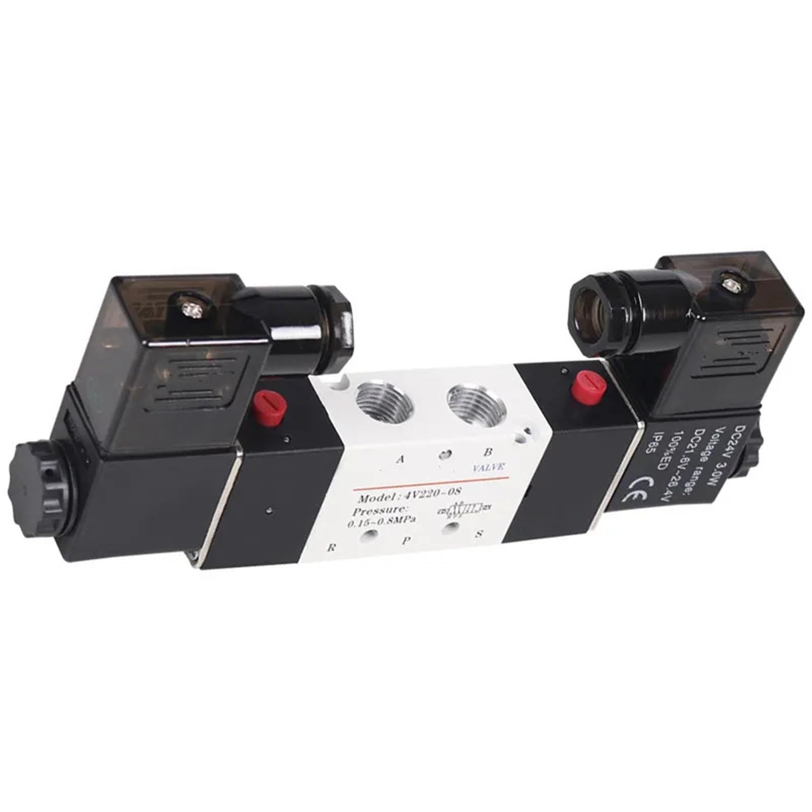 Electroválvula neumática 4V220-08 de 220 V, 5 vías, 2 Posiciones, Bobina de 1/4", aleación Interna, CC 12 V, CC 24 V, CA 110 V.(W 6mm Fittings,DC 12V)