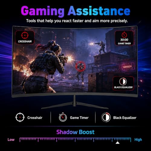 Image of 24 Inch Curved Gaming Monitor, FHD 1080P 200Hz, 1ms Computer Monitor, 1800R Display, Built-in Speakers, AMD FreeSync & G-Sync Compatible, HDMI 2.0, DP 1.4, Low Blue Light