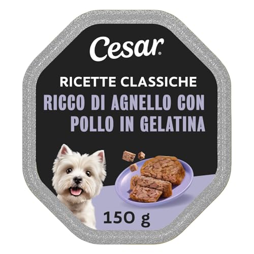 Cesar Ricette Classiche Cibo Umido per Cane con Agnello e Pollo, 1 Vaschette da 150g