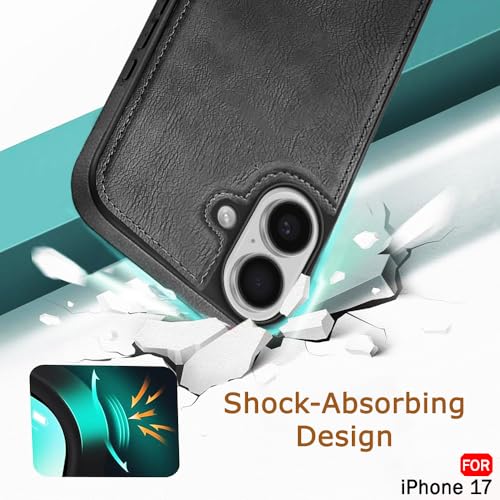 Image of TheGiftKart Genuine Leather Finish Back Cover Case for iPhone 17 | Shockproof Design | Raised Edges for Camera & Screen Protection | Stunning Minimalist Design Back Case Cover for iPhone 17 (Grey)