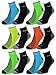 sockenkauf24 6 ou 12 Paires Chaussettes de Sport Courtes Homme NEON Socquettes Basses Cotton avec semelle renforcée en tissu éponge (43-46, 12 Paires | Mélange de couleurs)
