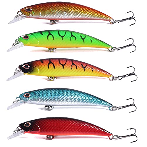 Luresmeow Jerkbait Fishing Lures Jerk Baits For Bass Fishing Jerk Bait Minnow Lures With Tackle Box For Freshwater Saltwater,10Pcs #TOP5