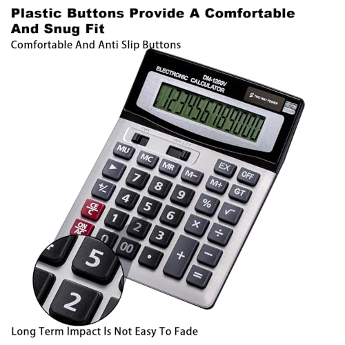 12-stelliger Tischrechner mit großem LCD-Display und empfindlicher Taste, dualer Solarenergie und Akku, Standardfunktion für Büro (YE1200v) – Bild 5