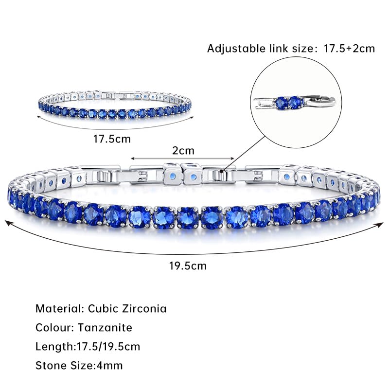 HEEYA Birthstone Jewelry for Women,White Gold Plated Birthstone Bracelets,Tennis Bracelets with Cubic Zirconia,Slider Rhinestone Bracelet,Birthday Christmas Jewelry Gifts for Wife Daughter Sister2