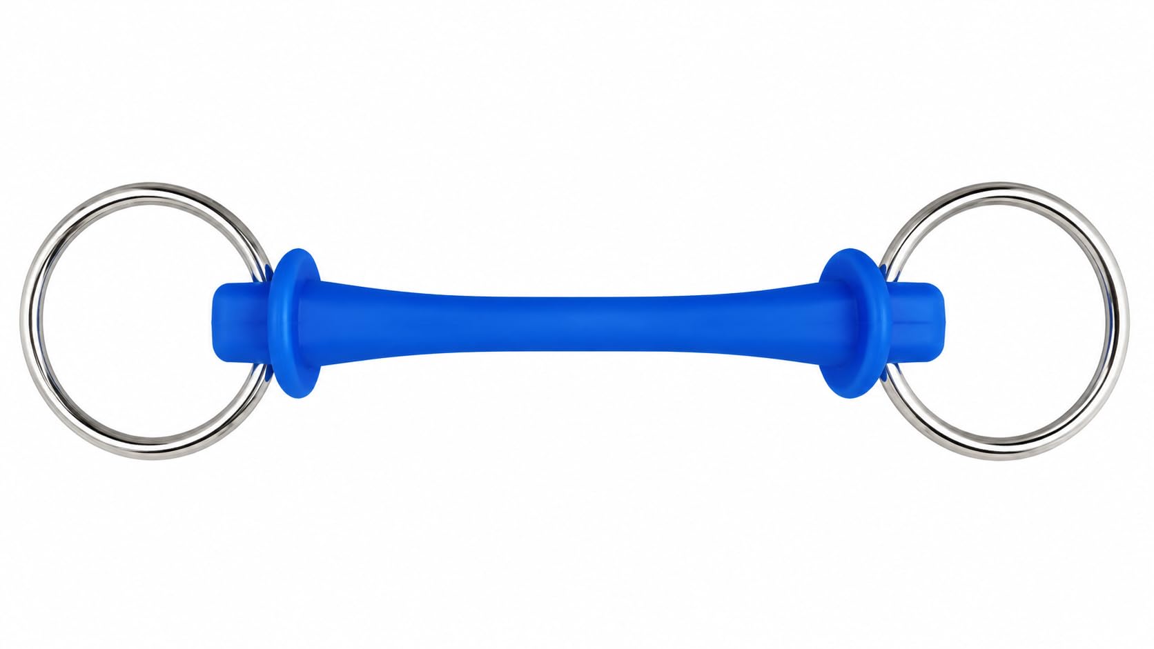 Huxlay Bros Rubber Mullen Mouth Loose Ring Snaffle Bit, Blue Hygienic Silicone, for Horses (5.0 inch)