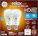 GE Relax HD A19 General Purpose LED Light Bulb, 60-Watt Replacement, Soft White, Medium Base, Dimmable, 2-Pack