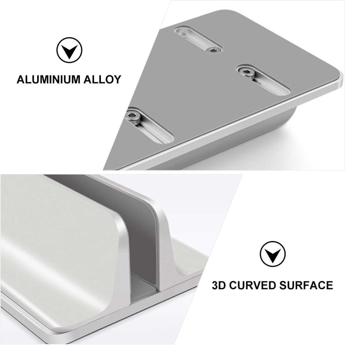 SOLUSTRE Supporto Verticale per Laptop in Lega di Alluminio, Pratico Scaffale Porta Libri Stabile e Salvaspazio per Ufficio e Studio, Supporto Regolabile per Computer Portatile