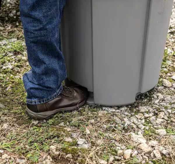 Commercial Outdoor Trash Can with Lid, 32 Gallon, Grey (2-Pack) RB74272