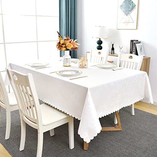 Image of Romanstile Waterproof Vinyl Tablecloth Rectangle, 60 x 144 Inch, Rose White