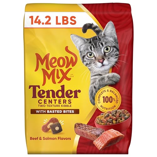 Image of Meow Mix Tender Centers, Dry Cat Food, Beef & Salmon Flavors, 14.2 lb. Bag