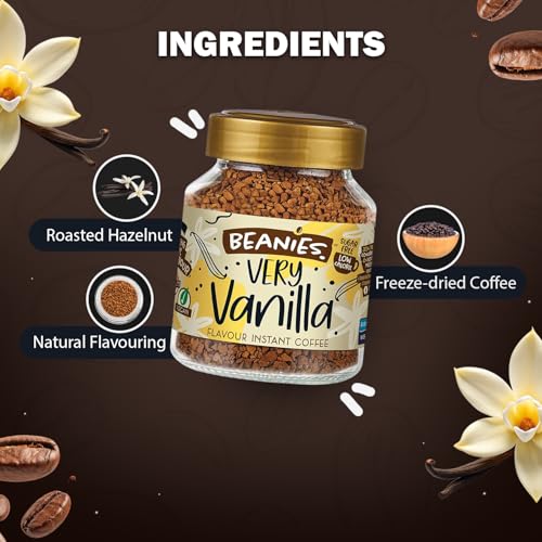 Image of Beanies Very Vanilla Flavoured Instant Coffee | 50g | Freeze Dried Coffee with Smooth Vanilla (Pack of 3)