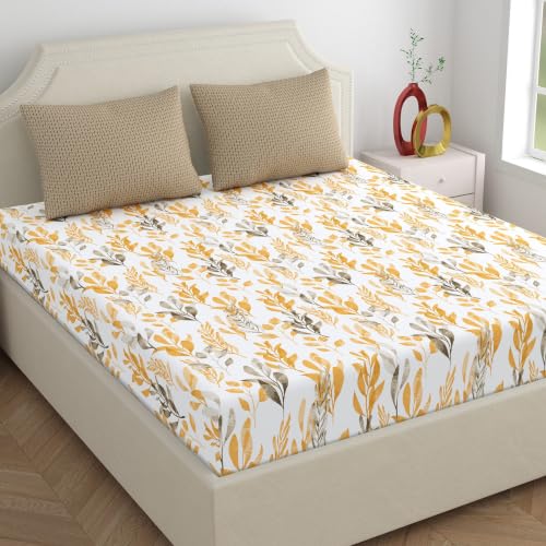 Image of Home Ecstasy 100% Cotton King Bedsheet with 2 Pillow Covers - (Size 87 x 108 inches, 140 TC, Colour - Brown)