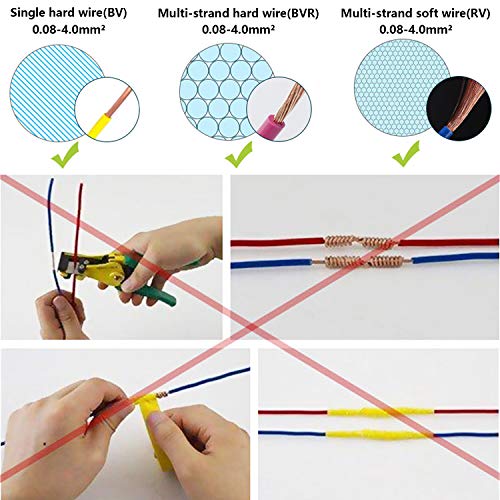 Smseace CAPCT-2S-100P 100 Pcs 2/3 Port (50 Each) Lever Wire Nut Wire Compact Wire Connectors Fast Connection Terminal Suitable thumb #3