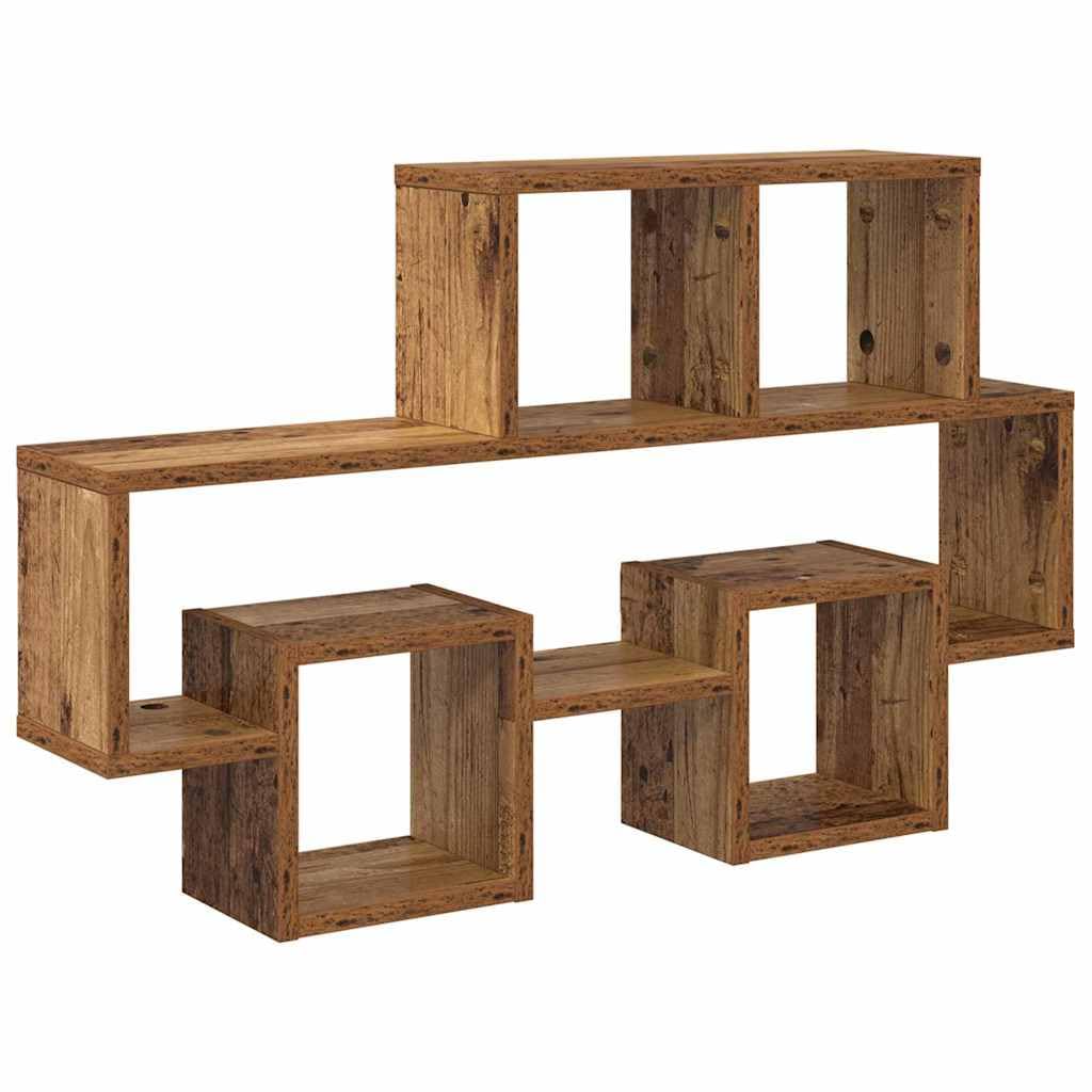 Estantería de pared de material de madera, 82 x 15 x 51 cm, moderno estante de pared para dormitorio y sala de estar, diseño de autoforma, ahorra espacio con mucho espacio para libros y