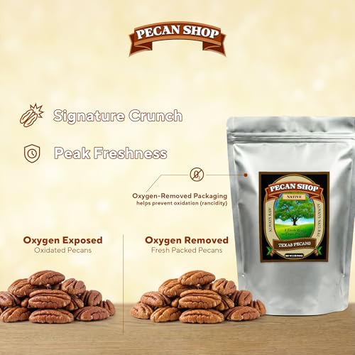 Image of Pecan Shop Raw Unpasteurized Shelled Texas Native Pecans, Wild-Harvested and Tested Pesticide-Free Pecan Halves in Oxygen-Barrier Bag for Peak Freshness - 5 lb