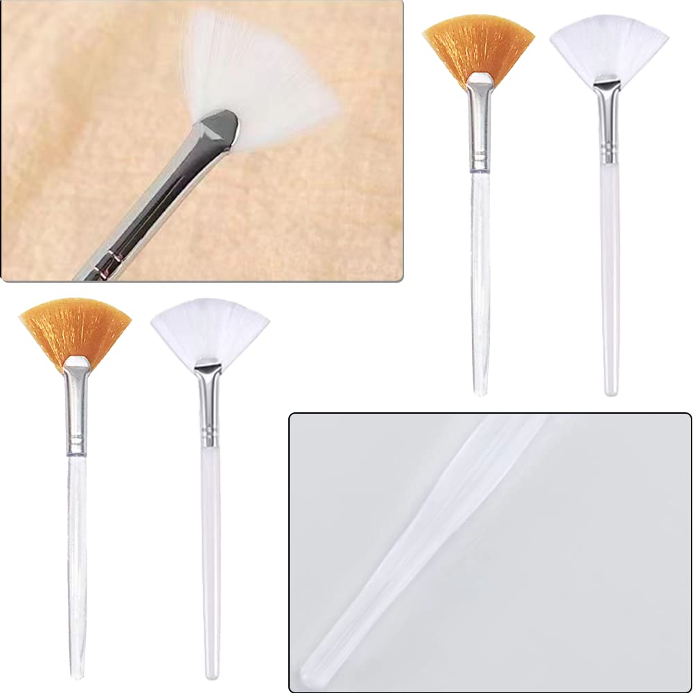 Spazzole per Maschera, 2 Pcs Spazzole a Ventaglio, Morbido Ventaglio Facciale Pennello, Maschera Facciale Applicatore, per Maschera di Fango, Trucco Strumenti